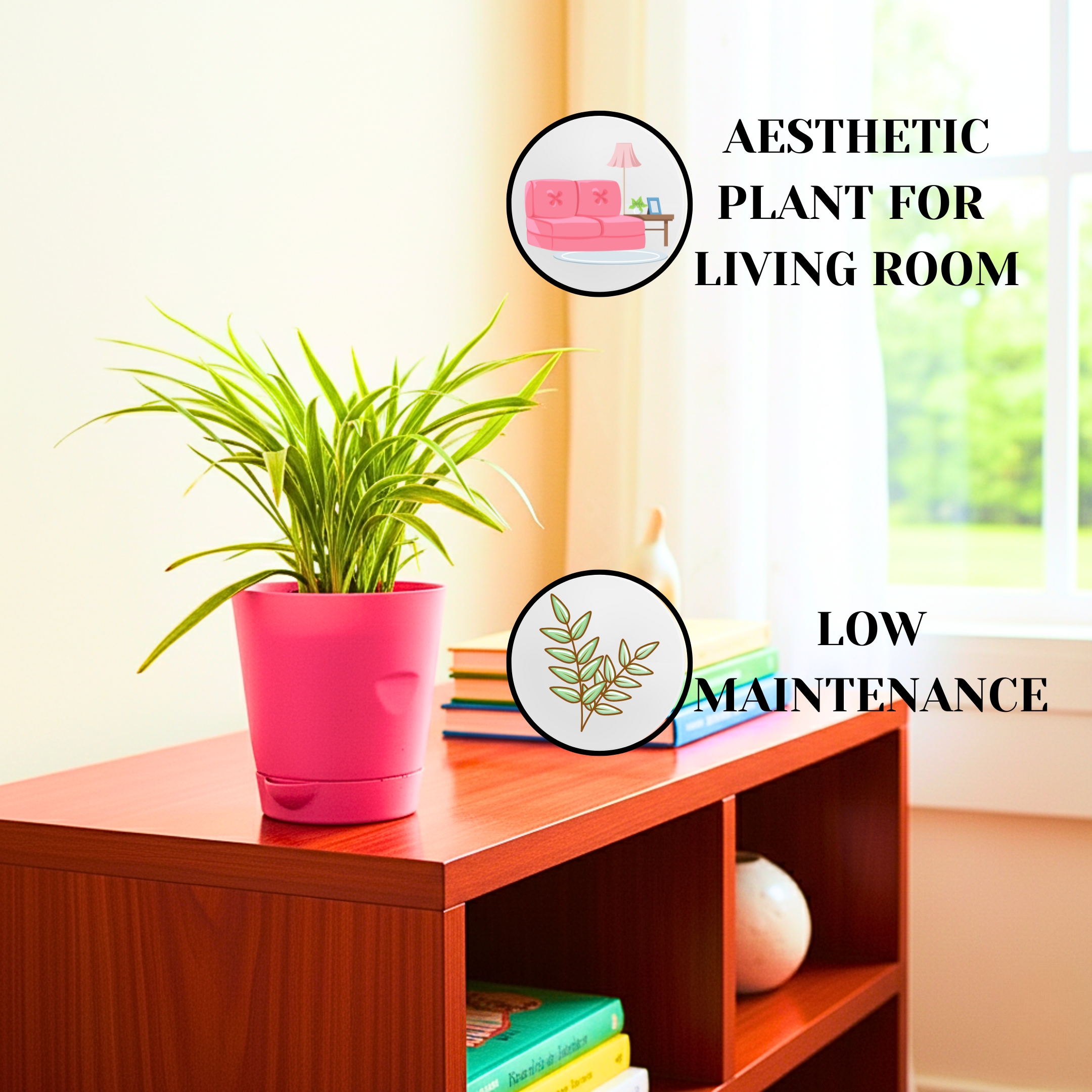 Spider Plant Indoor Live with Self Watering Pot - Pack Of 2 - Image 2