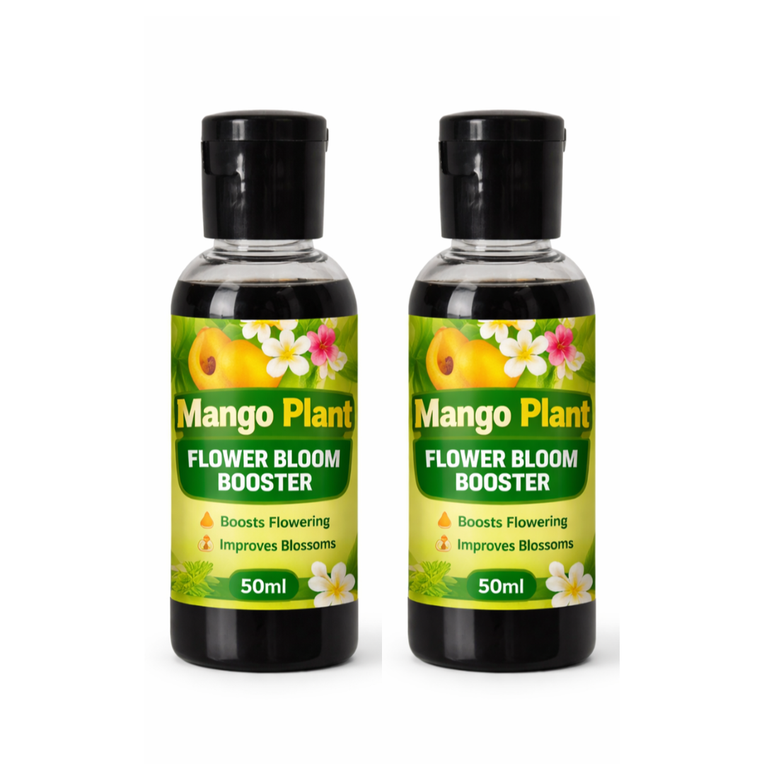Mango Flower Bloom Booster Liquid Fertilizer | Organic Mango Flowers Growth Booster Enhancer Promotes More Buds, Bigger & Vibrant Flowers | Enhances Continuous Blooming & Plant Health Pack Of 2 (50ml X 2)