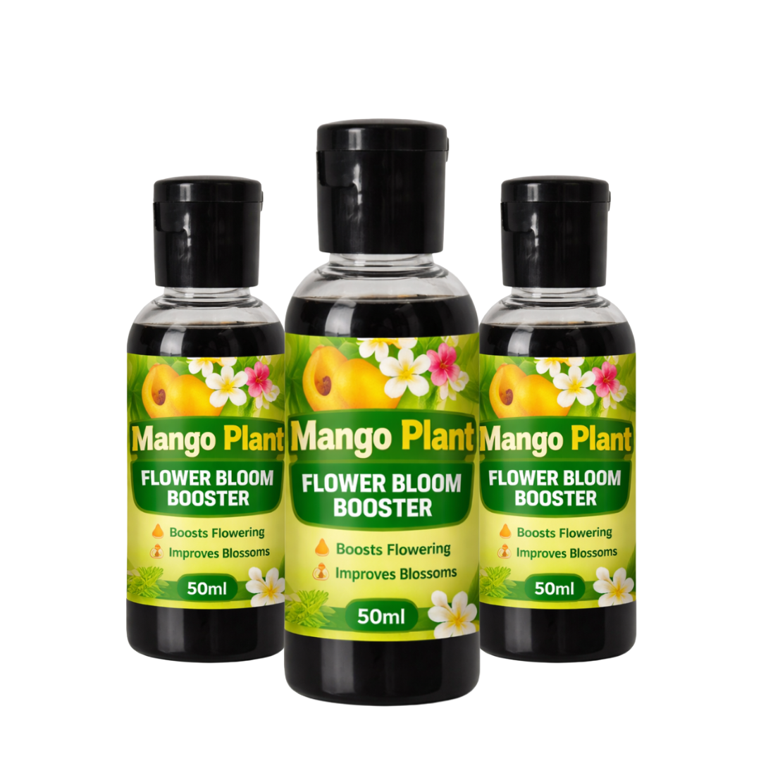 Mango Flower Bloom Booster Liquid Fertilizer | Organic Mango Flowers Growth Booster Enhancer Promotes More Buds, Bigger & Vibrant Flowers | Enhances Continuous Blooming & Plant Health Pack Of 3 (50ml X 3)