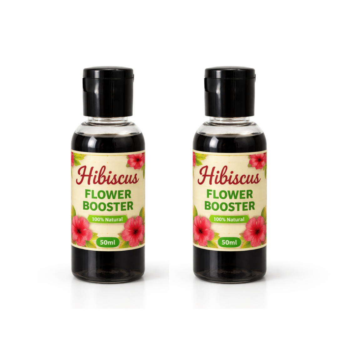 Hibiscus Flower Bloom Booster Liquid Fertilizer | Organic Hibiscus Flowers Growth Booster Enhancer Promotes More Buds, Bigger & Vibrant Flowers | Enhances Continuous Blooming & Plant Health Pack Of 2 (50ml X 2)
