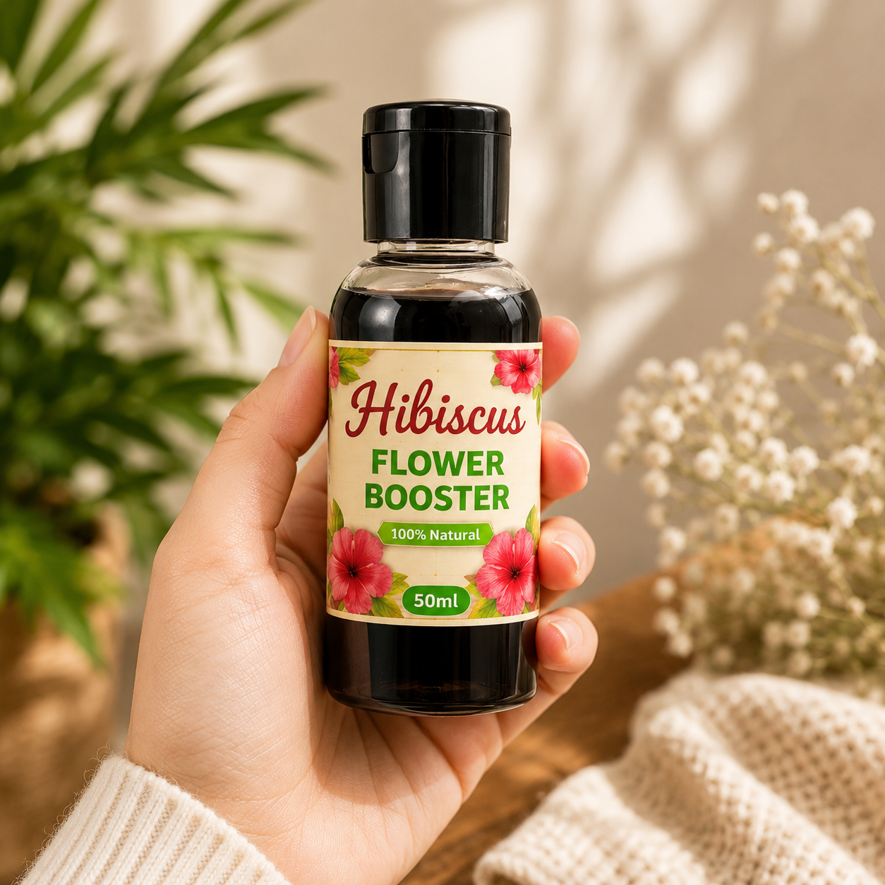 Hibiscus Flower Bloom Booster Liquid Fertilizer | Organic Hibiscus Flowers Growth Booster Enhancer Promotes More Buds, Bigger & Vibrant Flowers | Enhances Continuous Blooming & Plant Health Pack Of 1 (50ml X 1) - Image 3